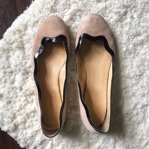 Scalloped Suede Ballet Flats by J Crew